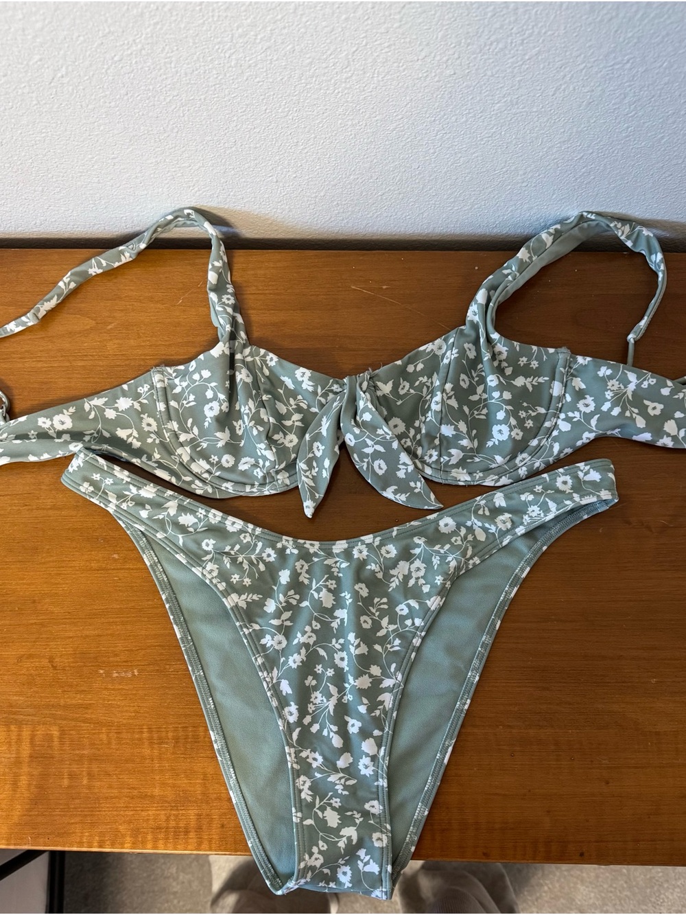 Abercrombie & Fitch Sage Green Floral Underwire Bikini Set